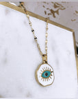 Evil Eye Turquoise and White Necklace